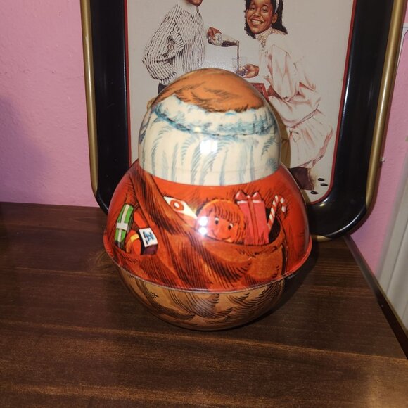 Vintage 1980 Bristol Ware Santa Claus Tobacco Tin Container Christmas Decor - Picture 3 of 5